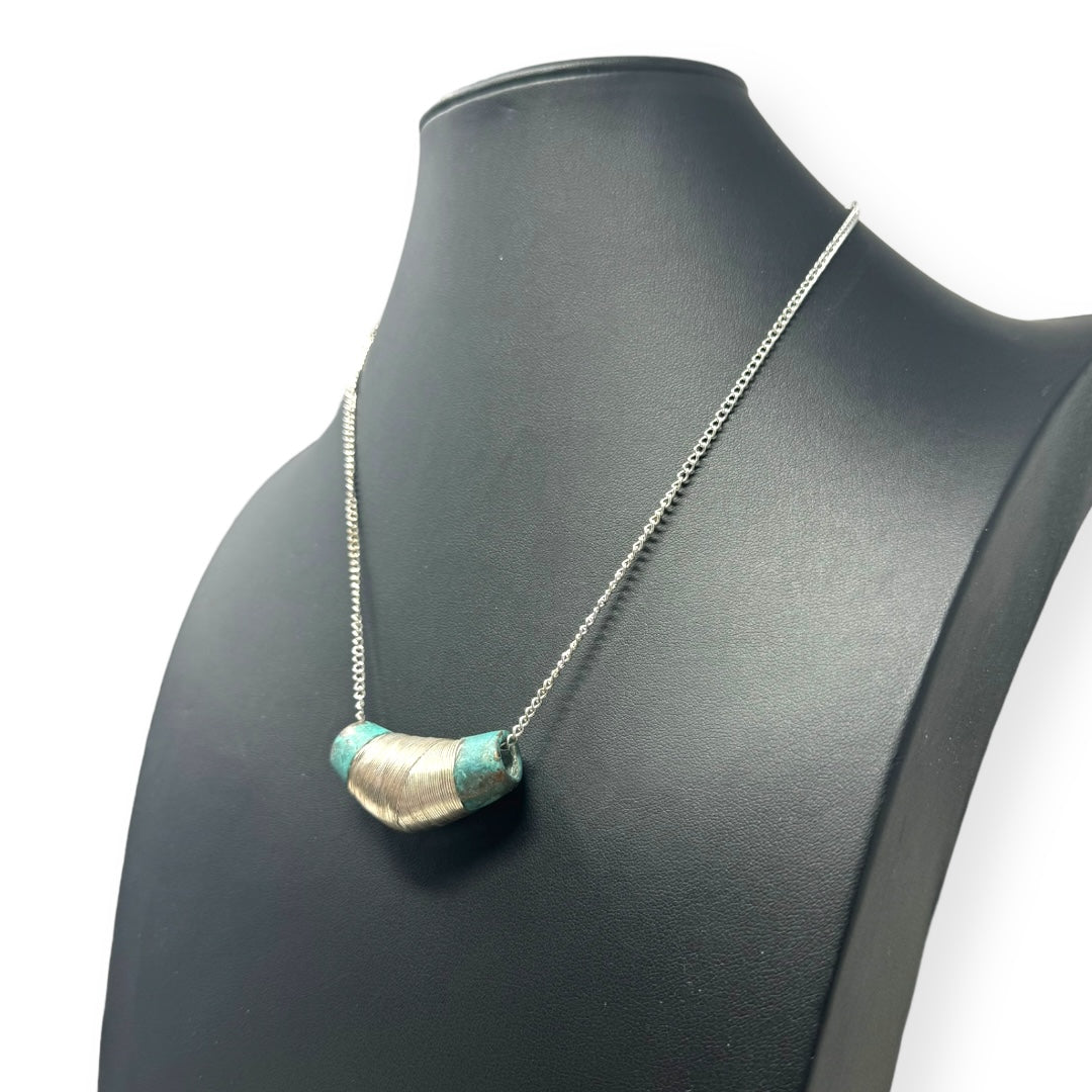 Silver & Turquoise Tone Necklace Designer By Robert Lee Morris