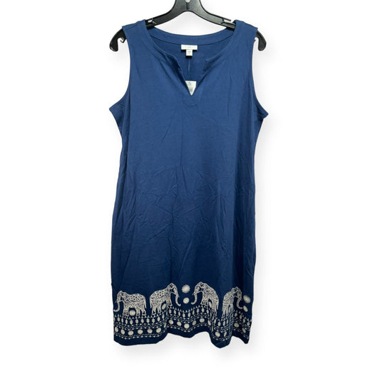 Elephant Embroidered Blue Dress Casual Maxi J. Jill, Size M