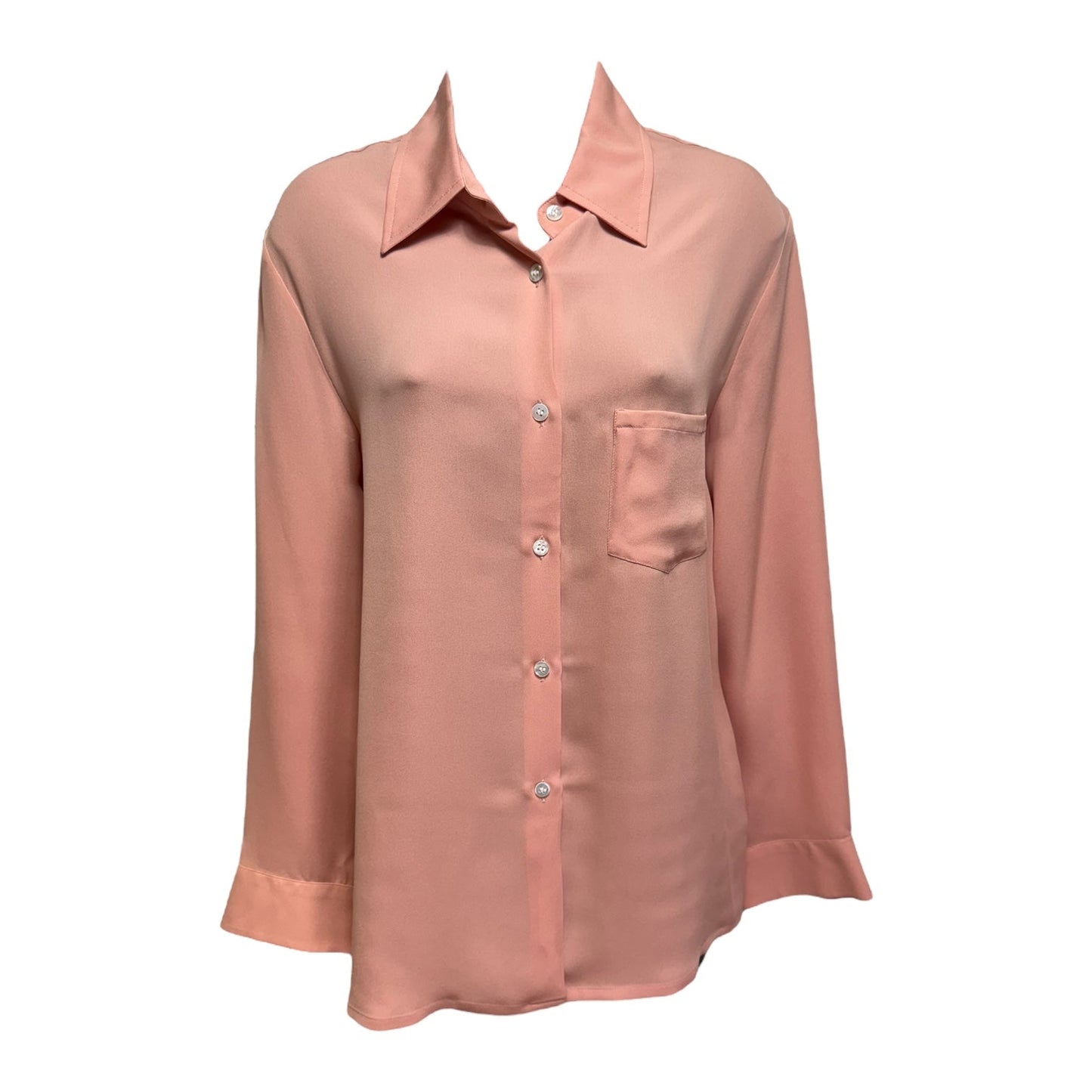 Silk Button Down Blouse Designer By Mansur Gavriel In Pink, Size: US S/IT 40