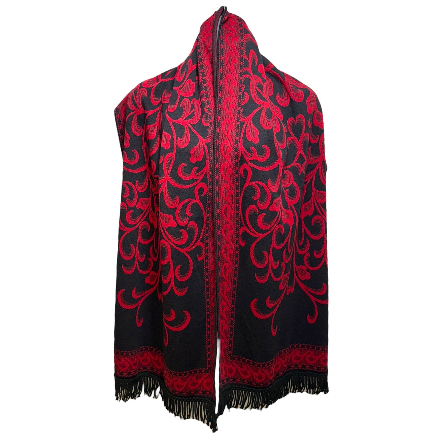 Shawl By Nina Leonard In Black & Red