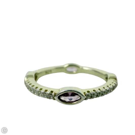 Marquise Cut Pink Stone & Sterling Silver Band Ring By Unbranded, Size: 5