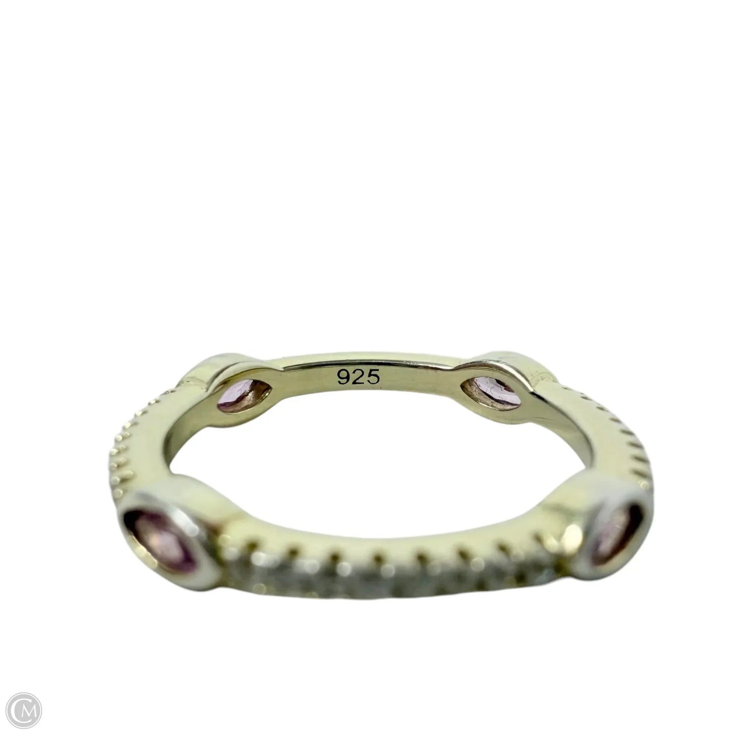 Marquise Cut Pink Stone & Sterling Silver Band Ring By Unbranded, Size: 5