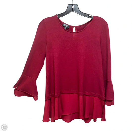 Top Long Sleeve By Jones New York In Red, Size: S