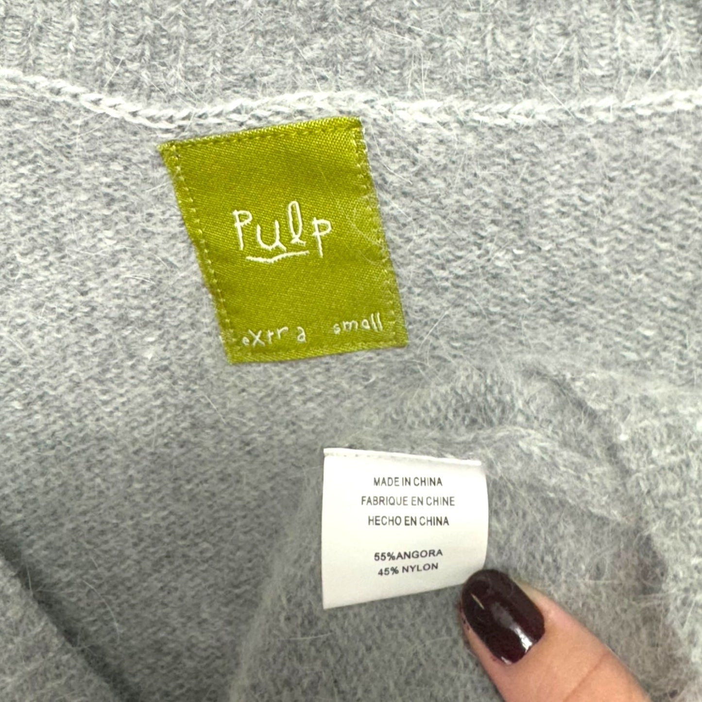 Angora Blend Sweater By Pulp In Grey, Size: Xs