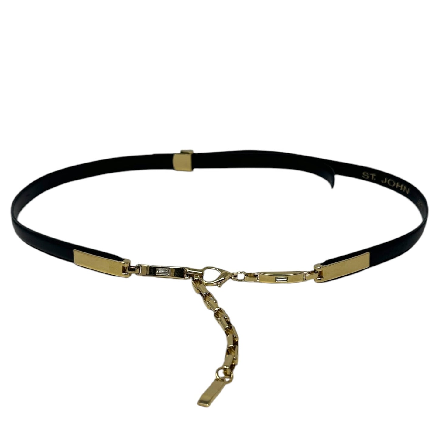 Adjustable Leather Belt with Gold Tone Chain Clasp Made In Italy Designer By St John Collection