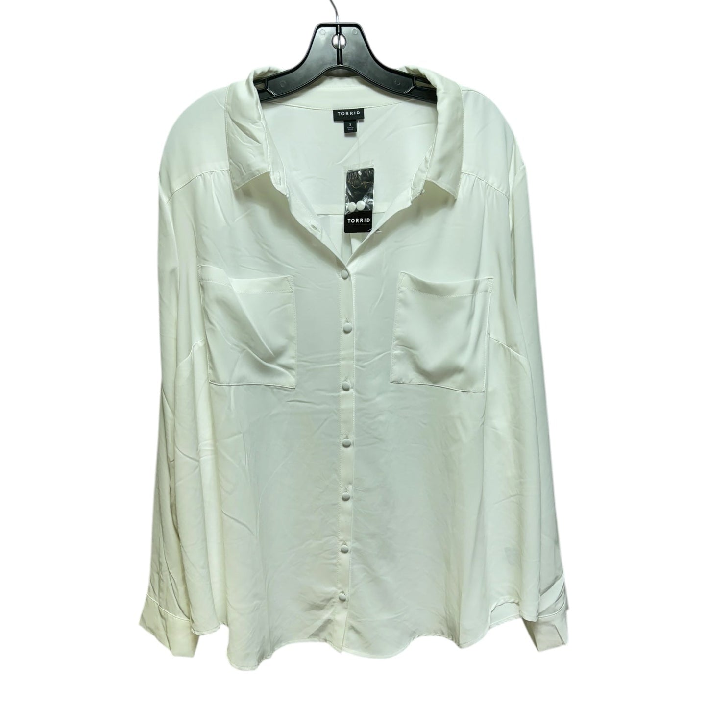 Top Long Sleeve By Torrid In White, Size: 3x