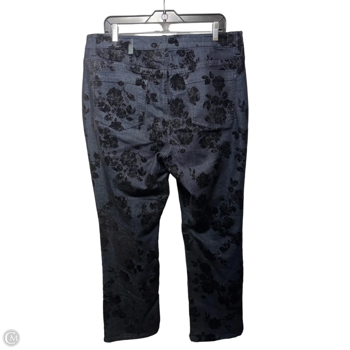 High Rise Floral Jeans Straight By C Est. 1946 In Blue Denim, Size: 16