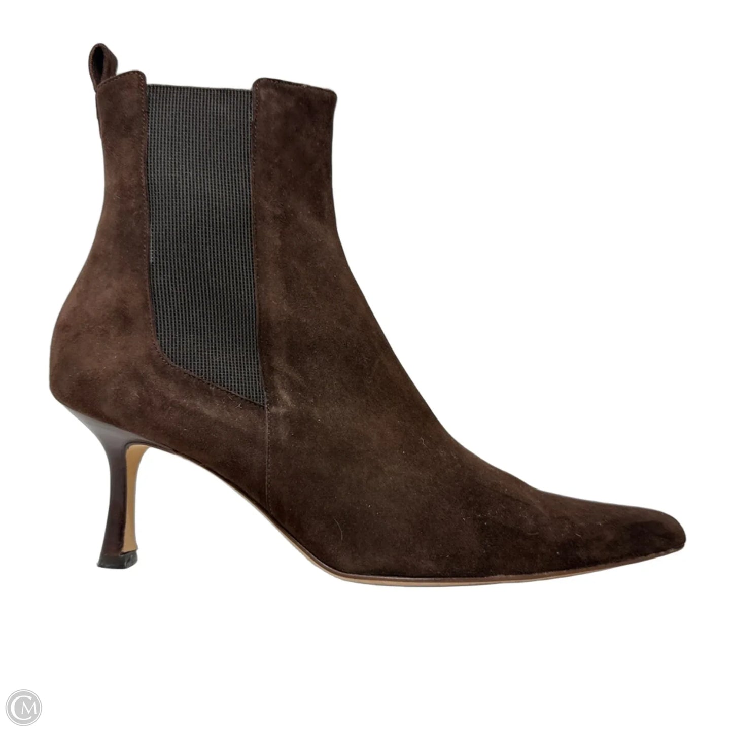 Suede Pointed Toe Kitten Heel Chelsea Boots By Lambertson Truex  In Brown, Size: 6.5