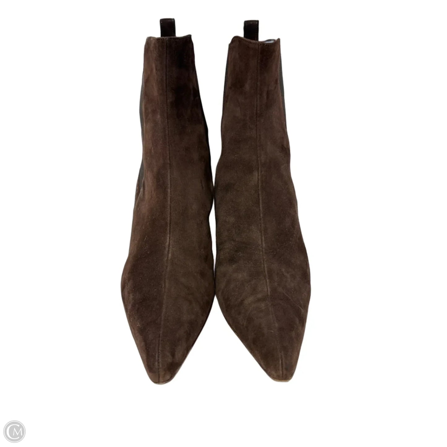 Suede Pointed Toe Kitten Heel Chelsea Boots By Lambertson Truex  In Brown, Size: 6.5