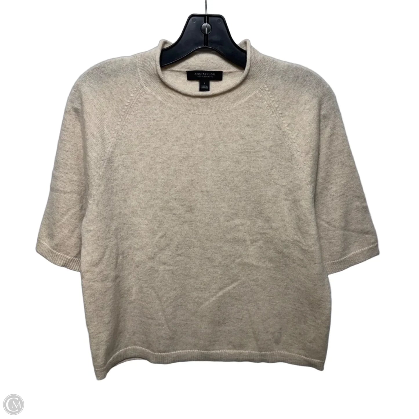 Cashmere Sweater Short Sleeve By Ann Taylor In Tan, Size: S