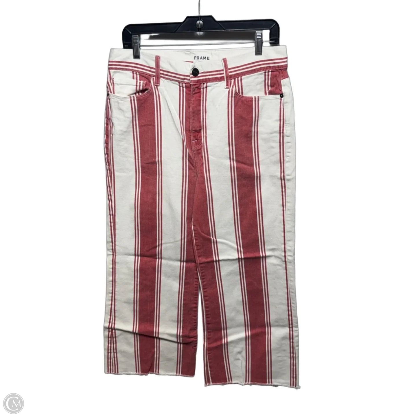 Vibtage Crop Striped Jeans By Frame In Striped Pattern, Size: 12/31