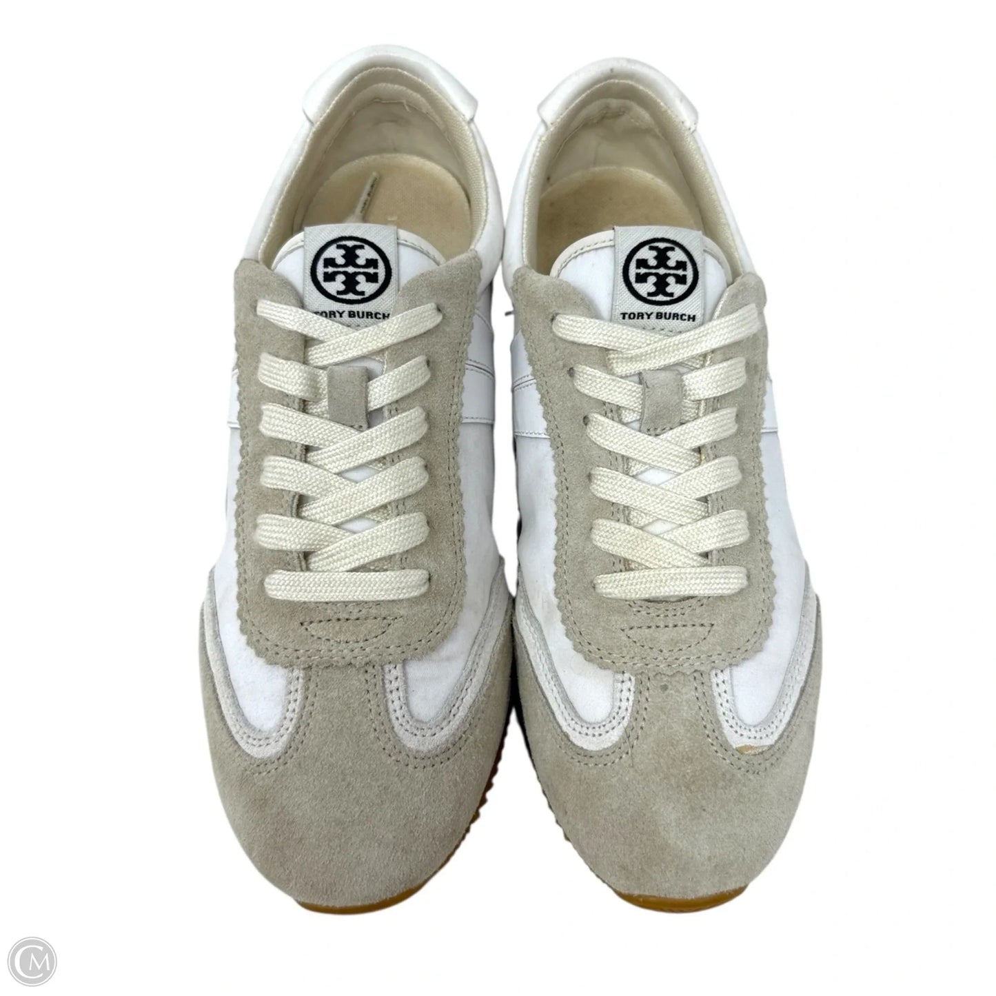 Hank Sneakers Designer By Tory Burch In Cream & Tan, Size: 8
