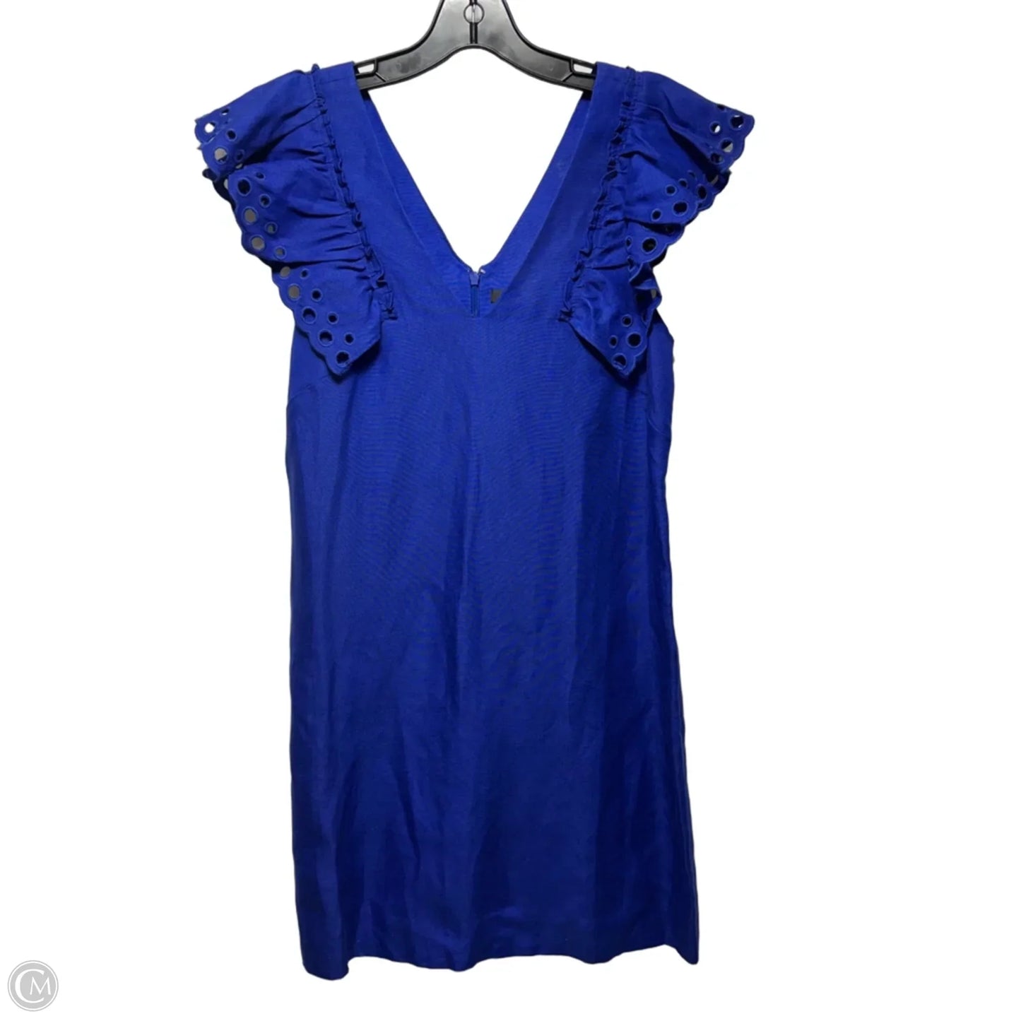 Collection Ruffle-Shoulder Linen Blend Sheath Dress 
Dress By J. Crew In Byzantine Blue, Size: 6