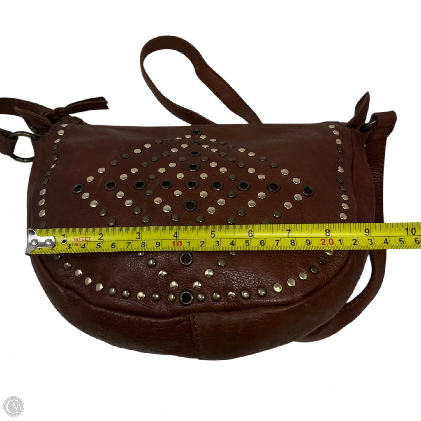 Studded Leather Crossbody Handbag By Ashwood, Size: Medium