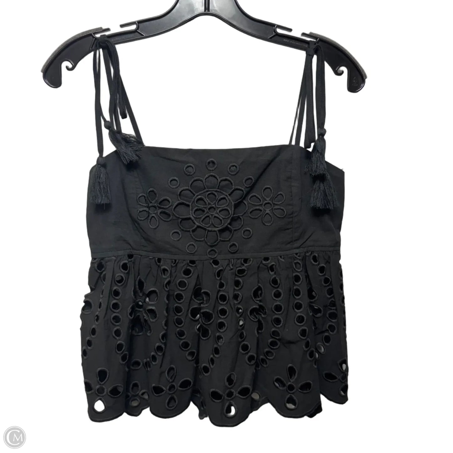 Eyelet Cami Top Sleeveless By En Saison In Black, Size: S