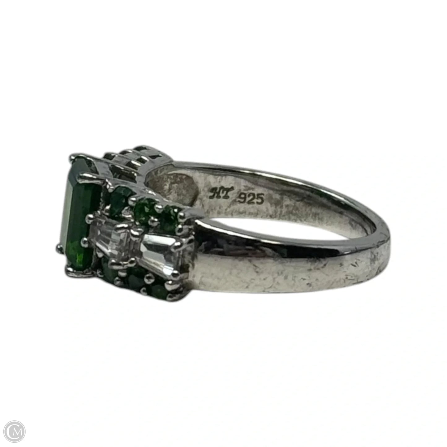 Green Stone Sterling Silver Ring, Size: 8