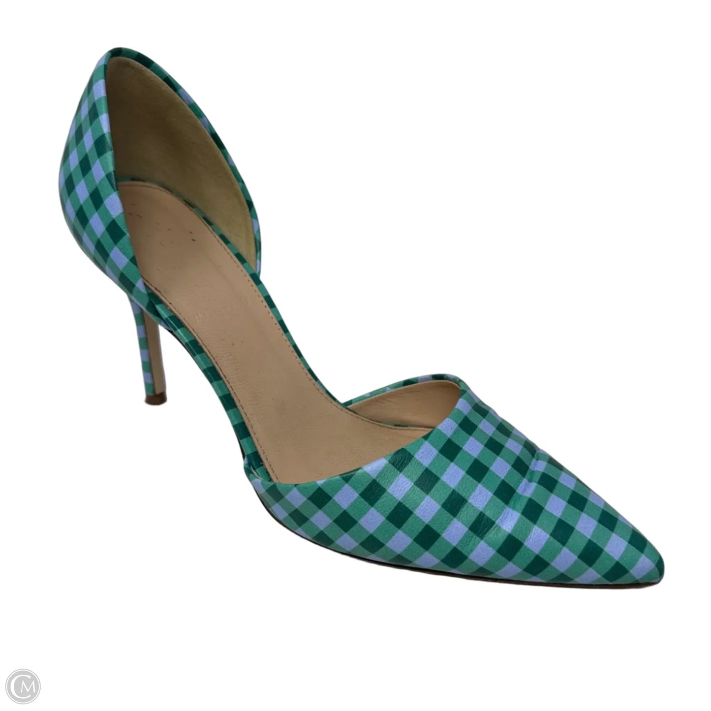 Elsie Gingham D’Orsay Shoes Heels Stiletto By J. Crew In Blue & Green, Size: 8