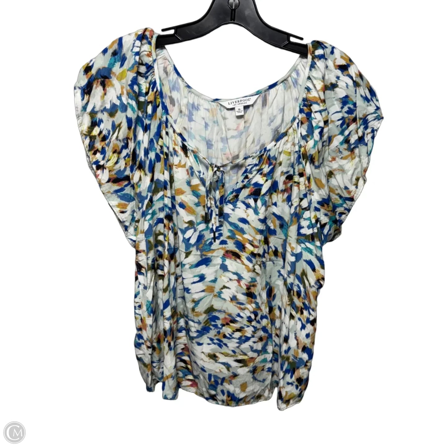 Top Short Sleeve By Liverpool In Floral Print, Size: Xl