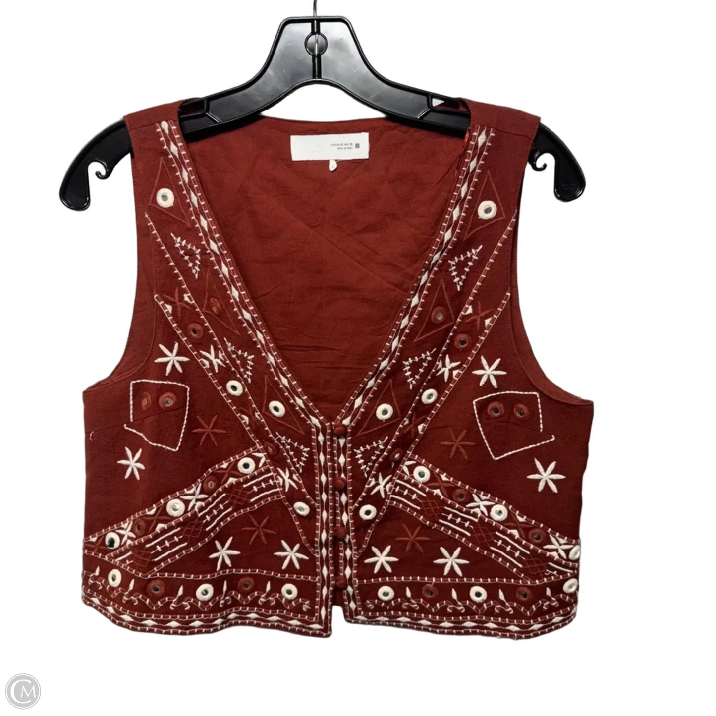 Top Sleeveless By Zara In Brown & Cream, Size: M