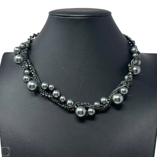 Gunmetal Faux Pearl Statement Necklace Luxury Designer By Givenchy