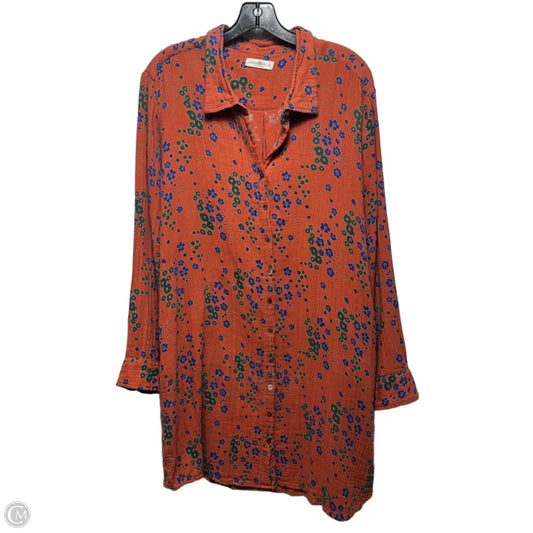 Shirt-Dress Casual Short By Natural Life In Floral Print, Size: Xl