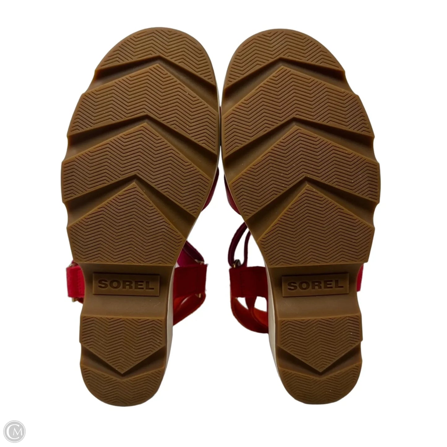 Joanie Sandals Heels Block By Sorel In Orange & Red, Size: 8.5