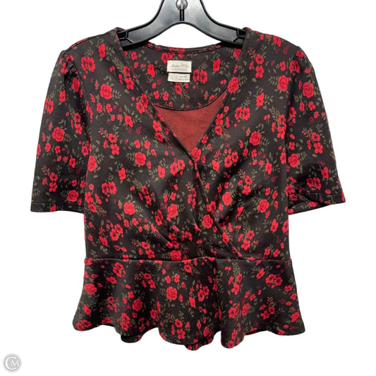 Top Short Sleeve By Meadow Rue by Anthropologie In Floral Print, Size: S