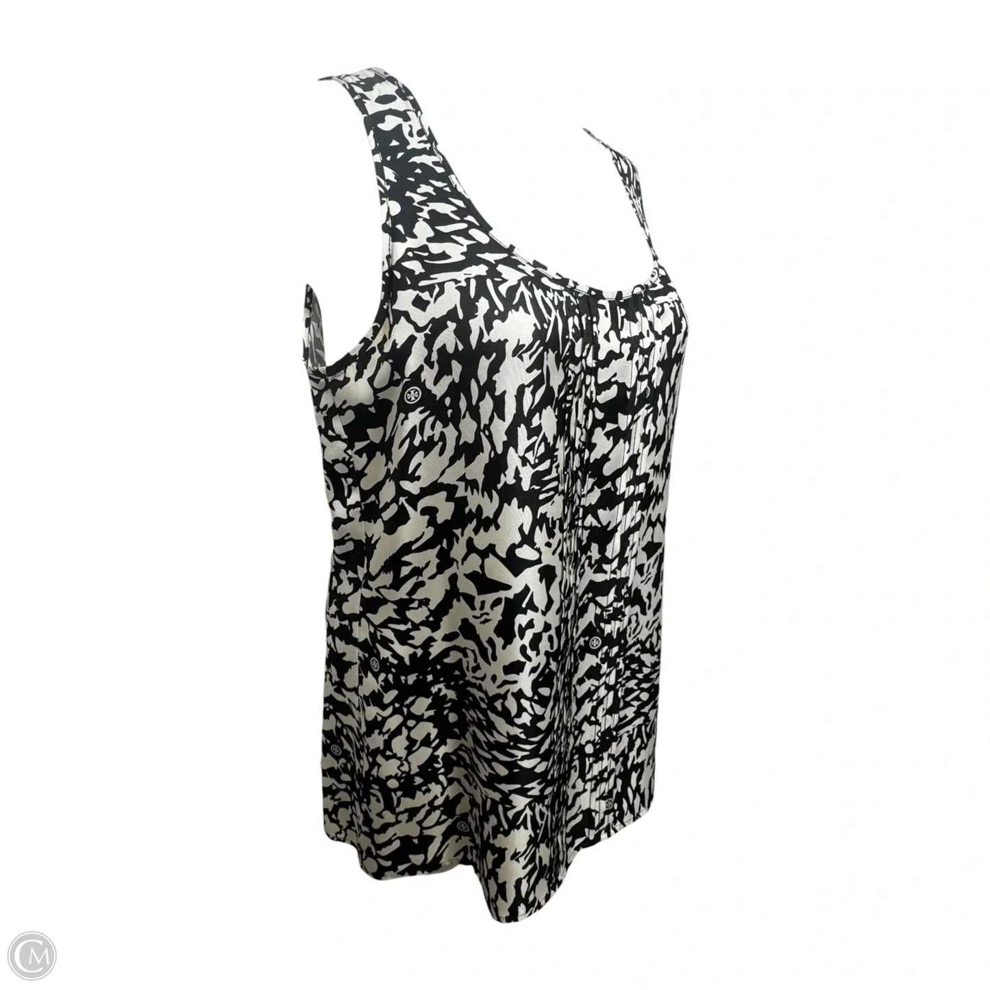Silk Top Sleeveless Designer By Tory Burch In Black & White, Size: 8