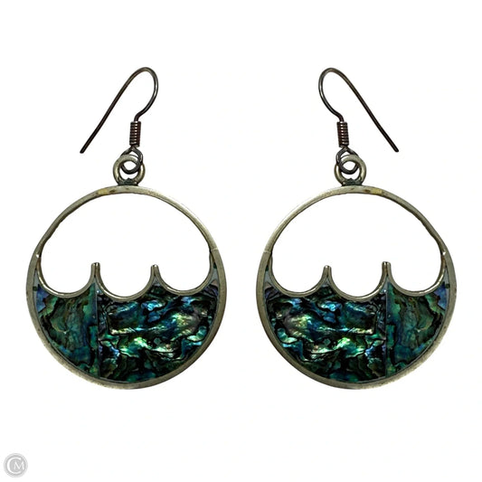 Vintage Aplaca Mexican Sterling Silver & Inlay Abalone Shell Dangle  Earrings