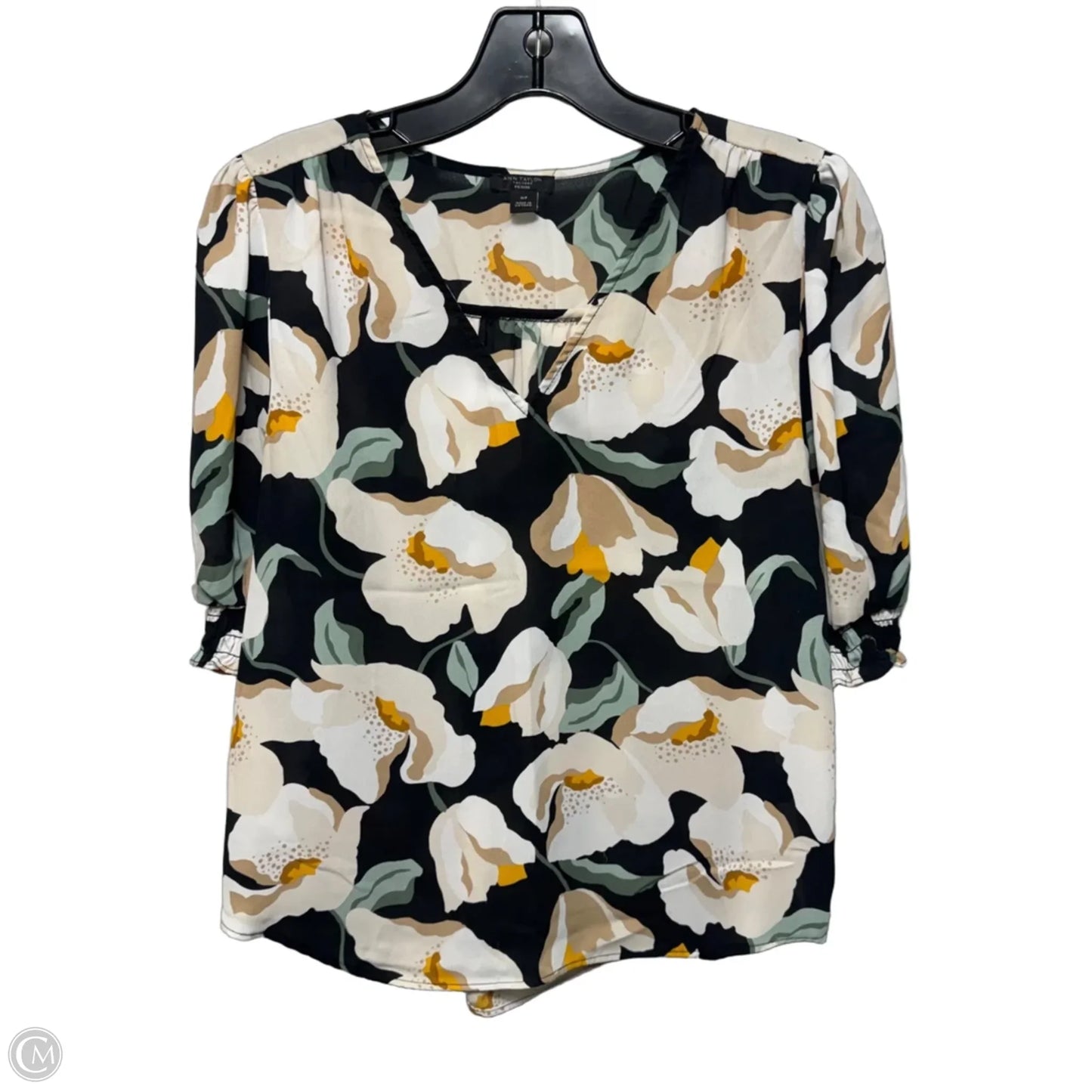 Top Short Sleeve By Ann Taylor In Floral Print, Size: Mp