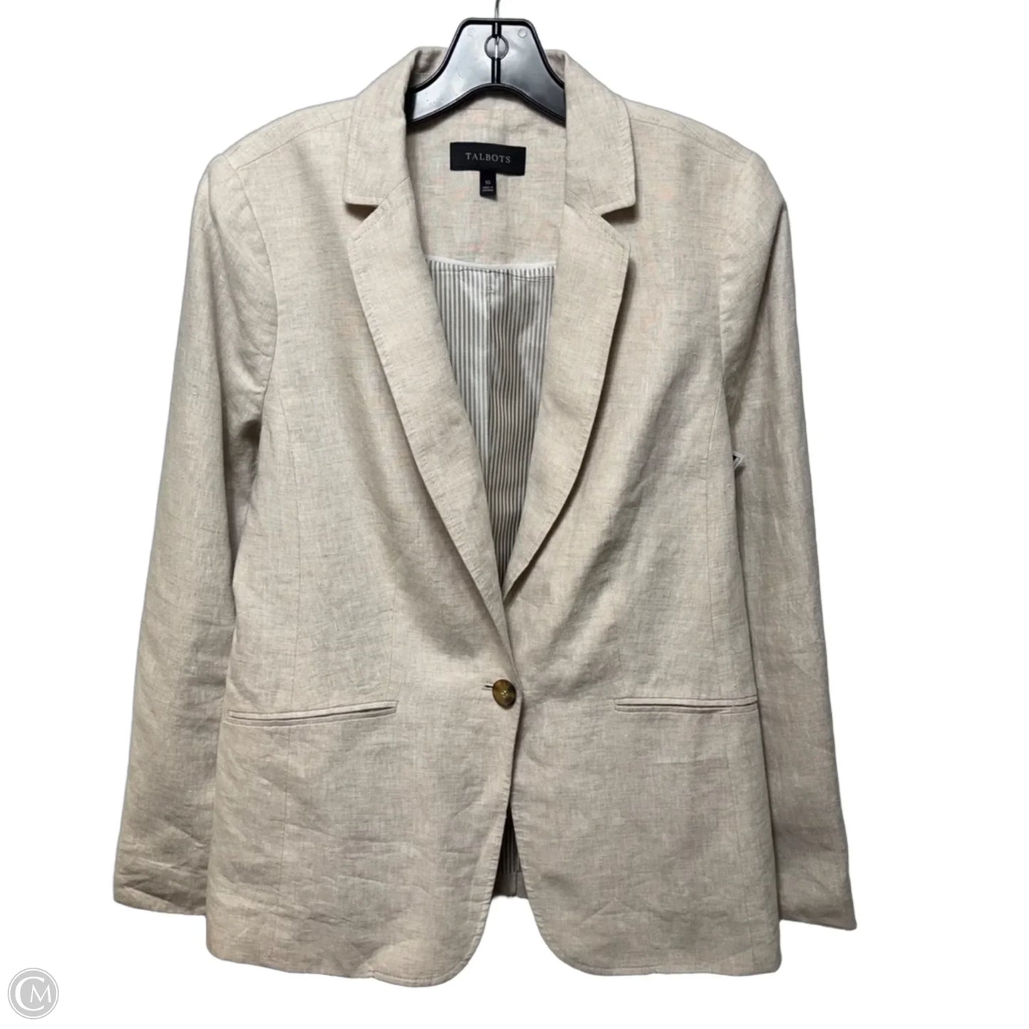 Linen Blazer By Talbots In Tan, Size: 10
