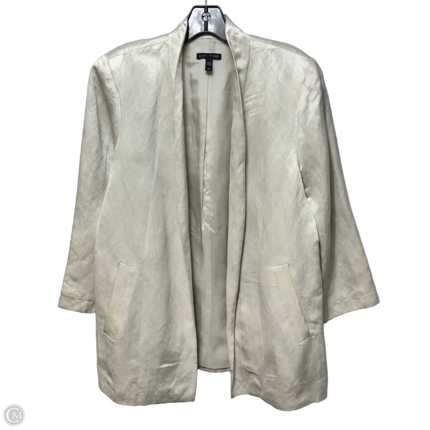 Linen & Silk Blazer By Eileen Fisher In Cream, Size: S