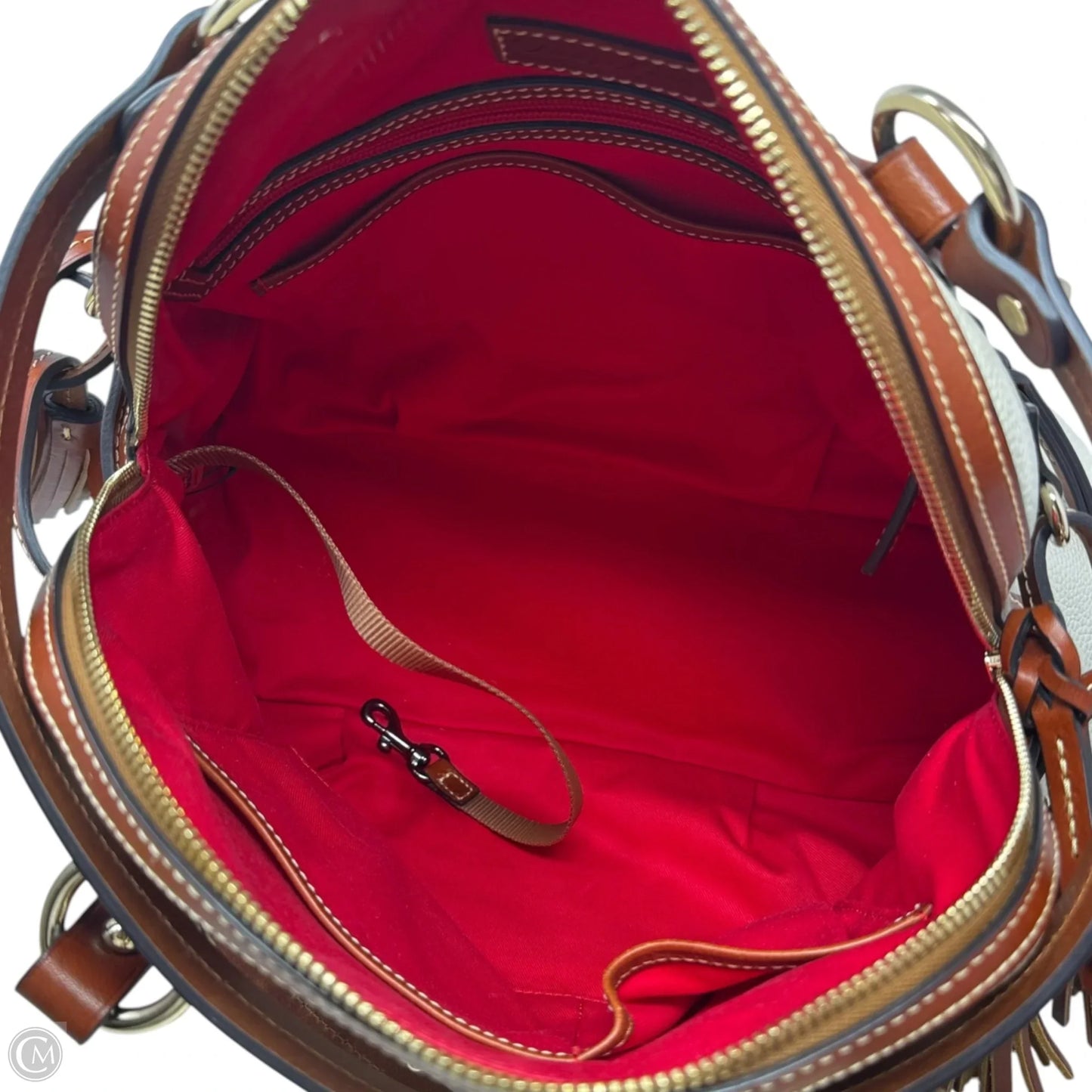 Domed Florentine Leather Satchel Designer By Dooney And Bourke, Size: Large