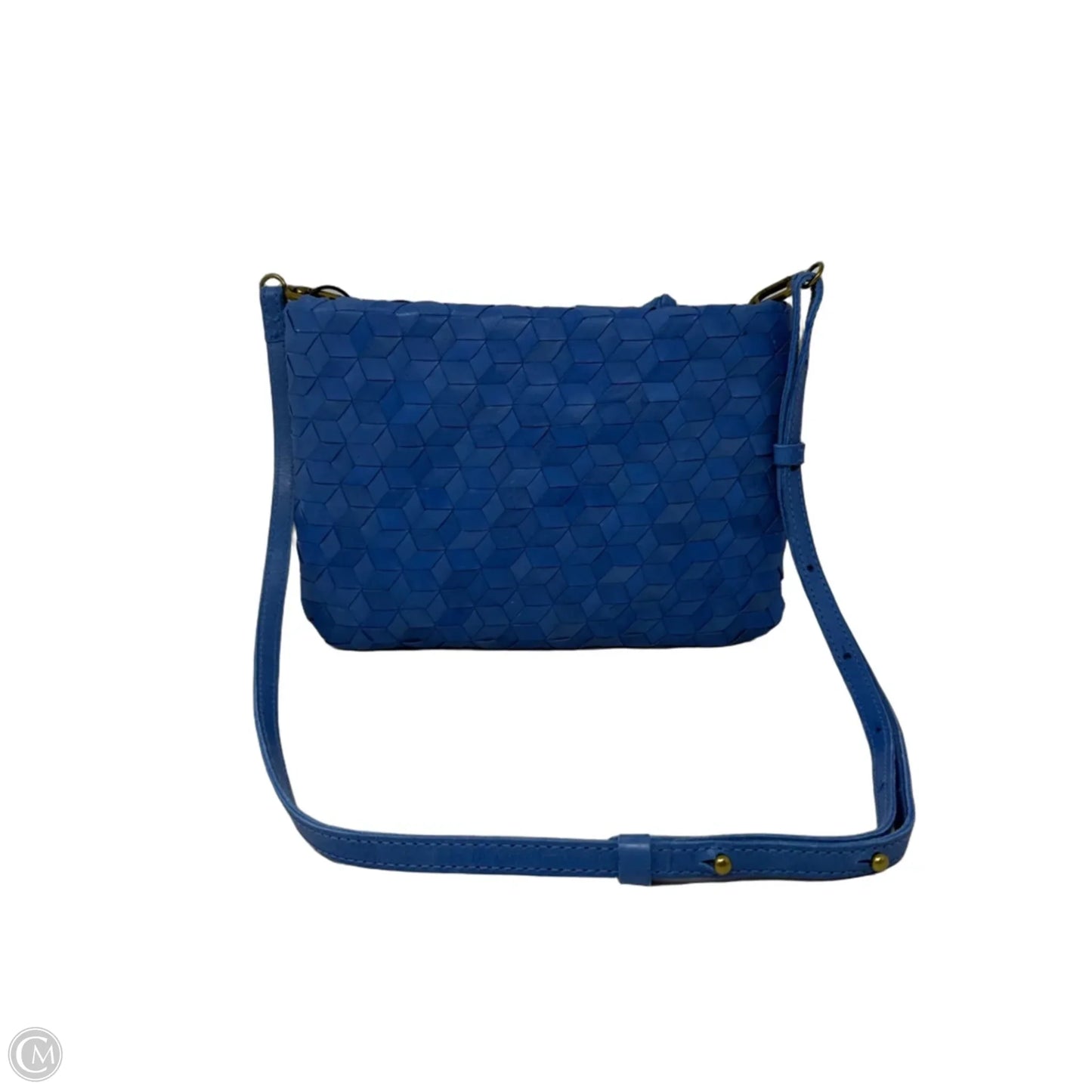 Blue Leather Puffy Woven Crossbody Bag By Madewell, Size: Small