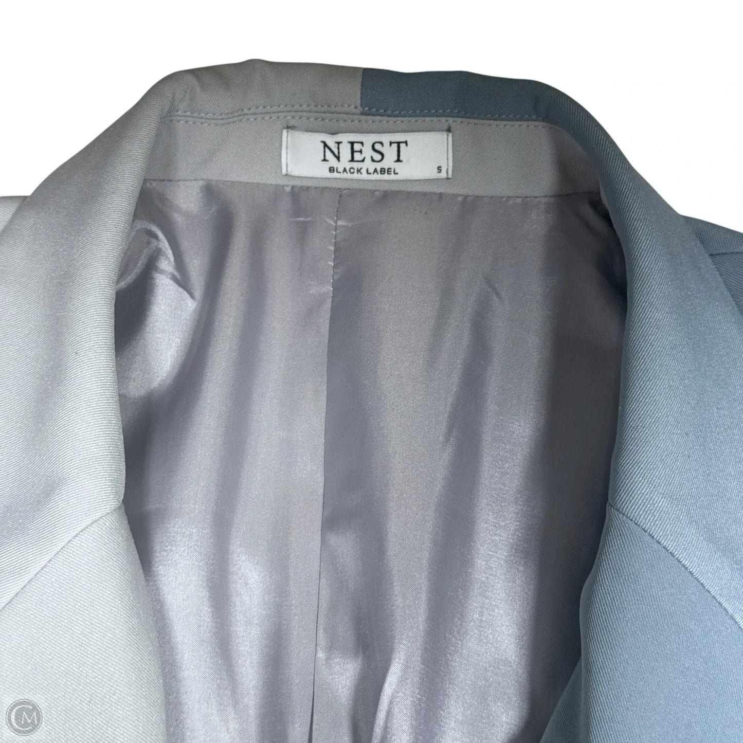 Molly Color Block Blazer By Black Label In Grey & Blue, Size: S