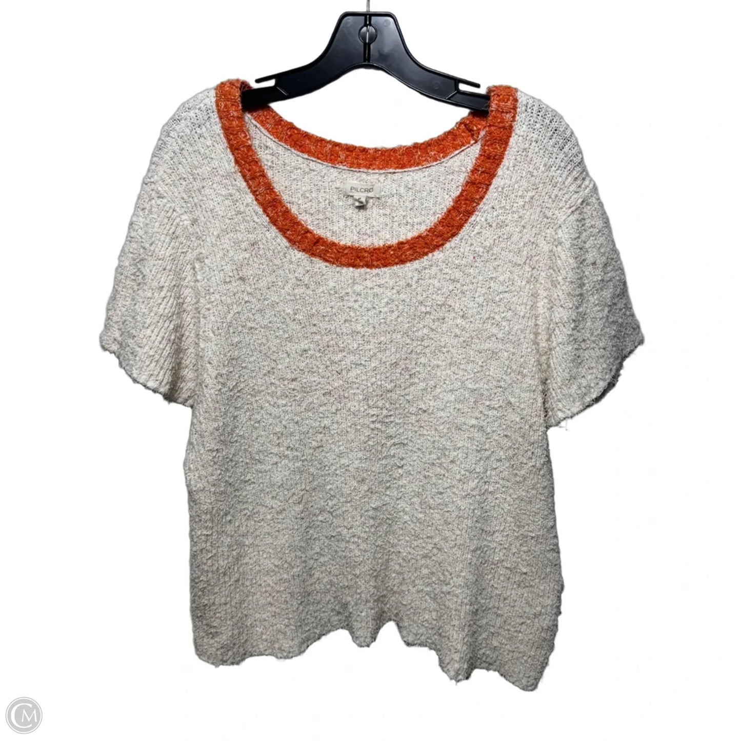 Top Short Sleeve By Pilcro In Cream & Orange, Size: 3x