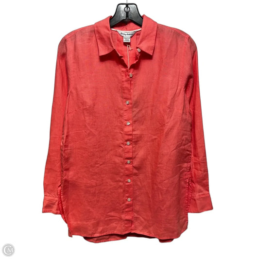 Linen Top Long Sleeve By Tommy Bahama In Coral, Size: Xxs