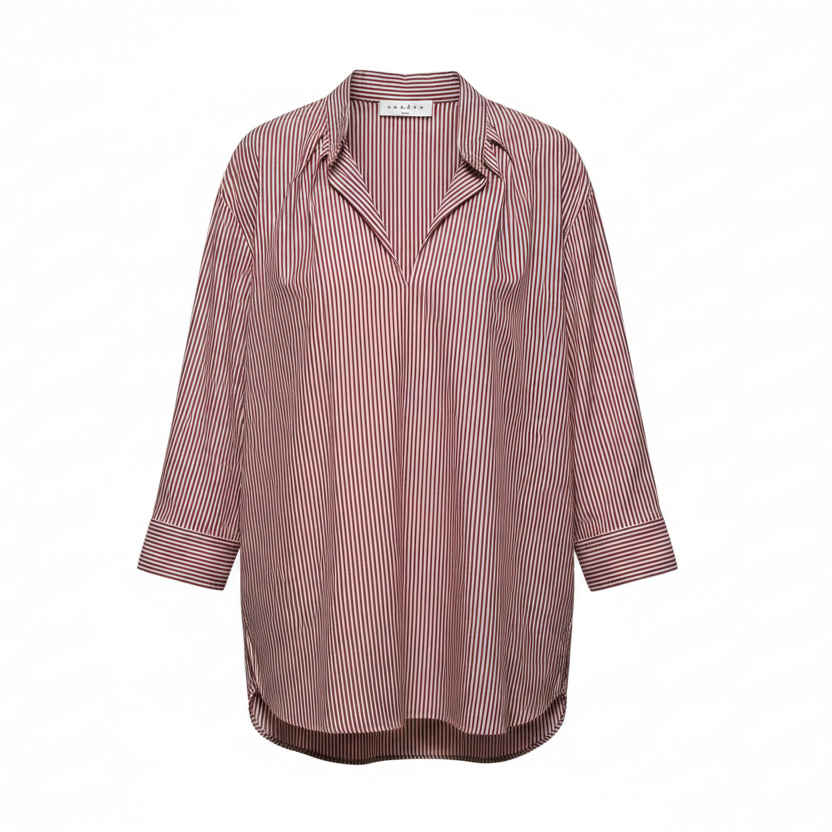 Cotton Popover Shirt Designer By Sandro In Striped Pattern, Size: 4 (1)