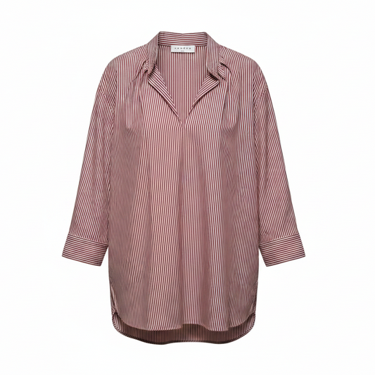Cotton Popover Shirt Designer By Sandro In Striped Pattern, Size: 4 (1)