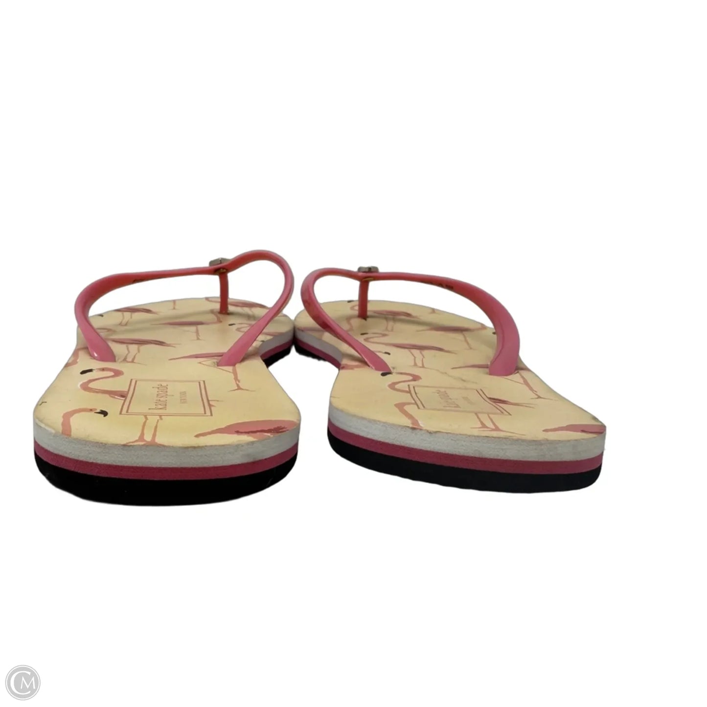 Nassau Flip Flops Designer By Kate Spade In Pink Flamingo Print, Size: 8