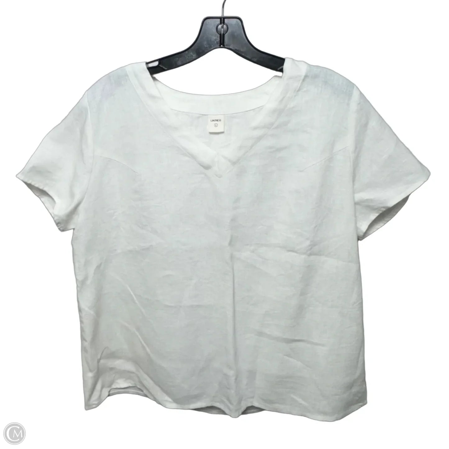 Linen Top Short Sleeve By Lintico In White, Size: L