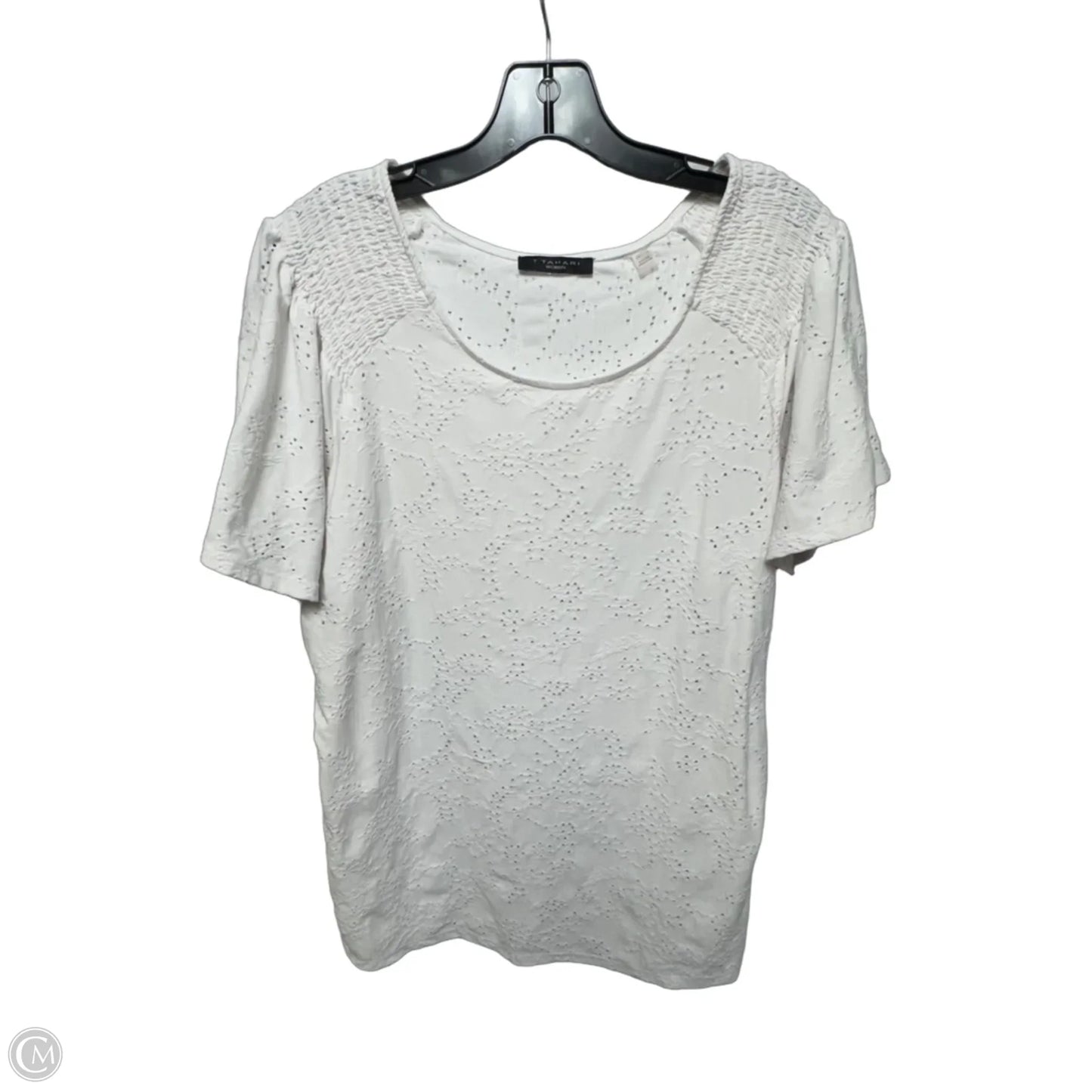 Top Short Sleeve By T Tahari In White, Size: 3x