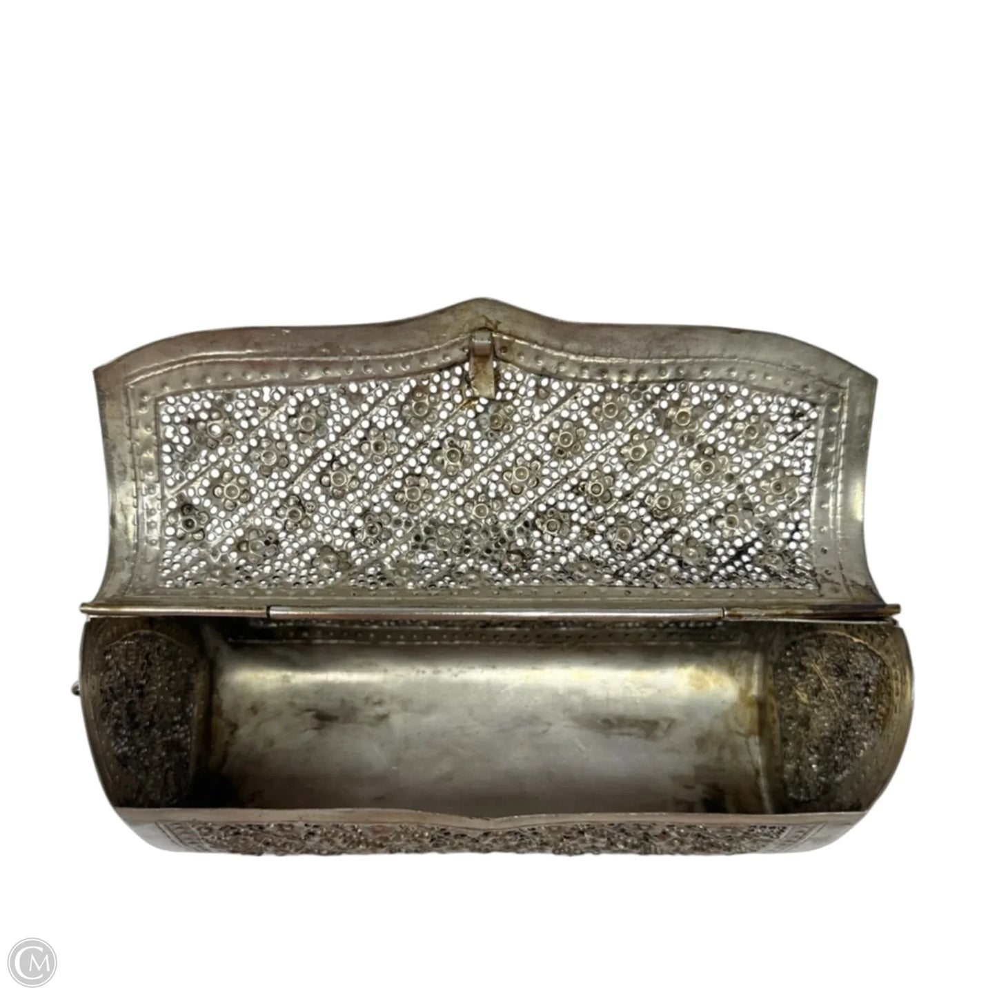 Antiqued Floral Metal Evening Bag, Size: Small