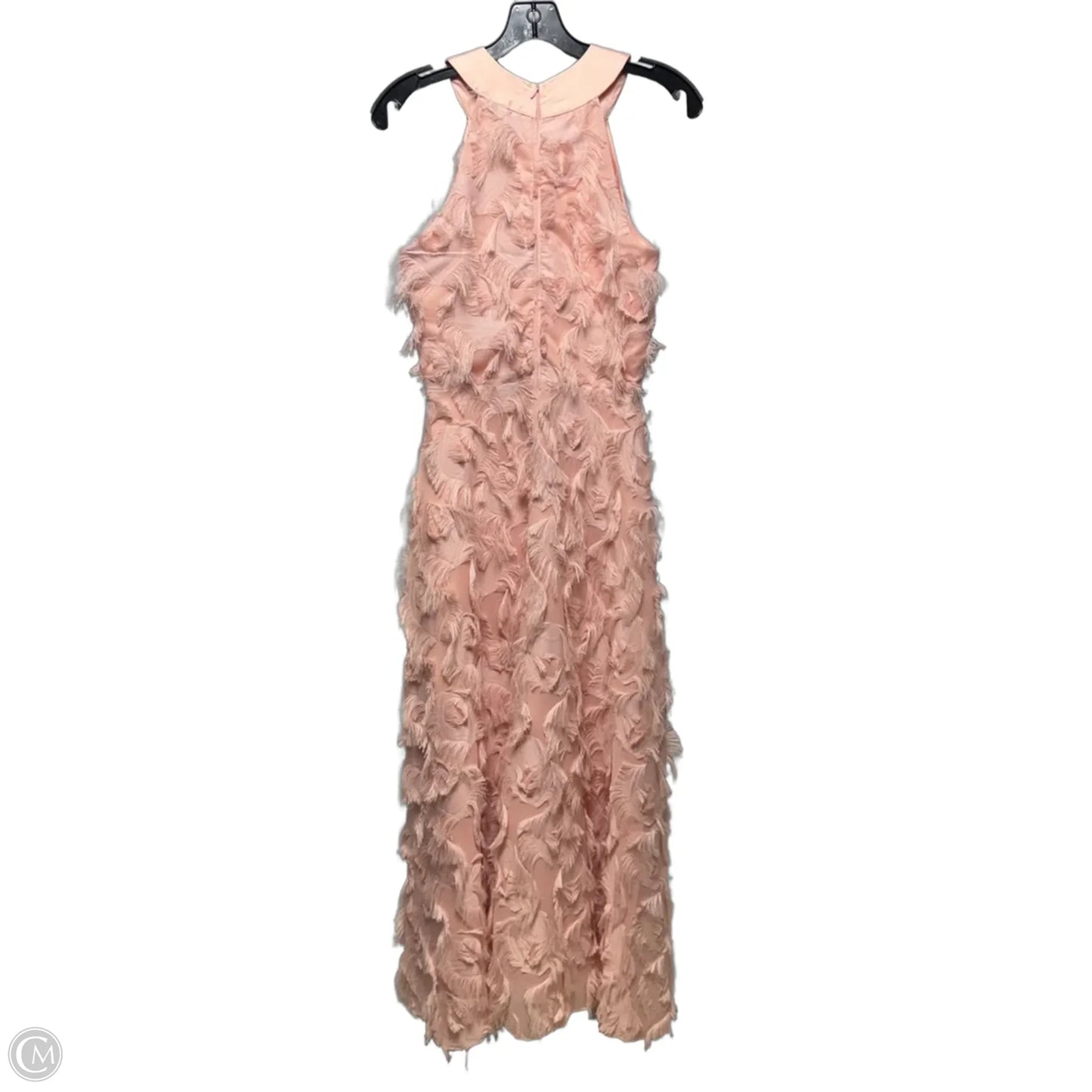 Dancing Feathers Halter Dress Party Long By Chicwish In Pink, Size: S