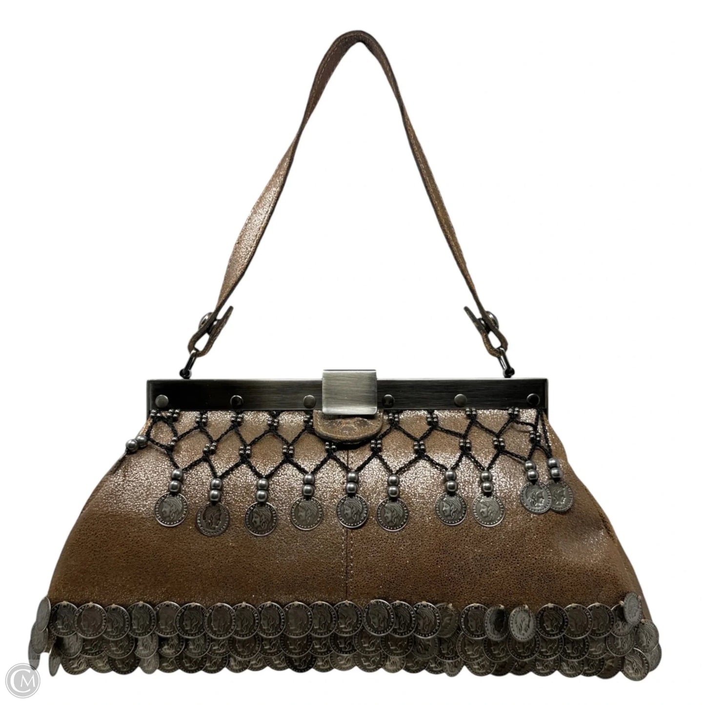 Ferrara Frame Bag Metallic Vintage Coin Collection Edition Designer By Patricia Nash, Size: Medium