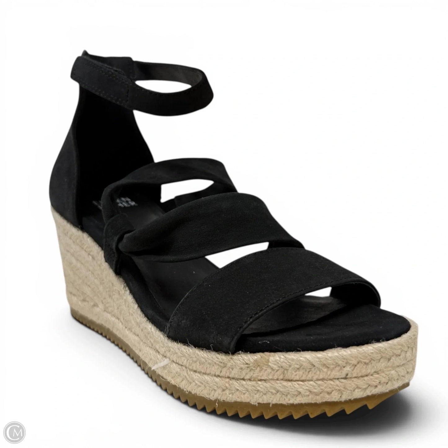 Wisp Tumbled Nubuck Espadrille Wedge Sandals  By Eileen Fisher In Black, Size: 6