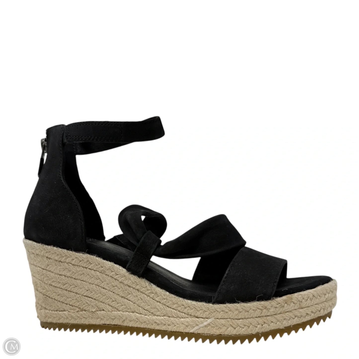 Wisp Tumbled Nubuck Espadrille Wedge Sandals  By Eileen Fisher In Black, Size: 6
