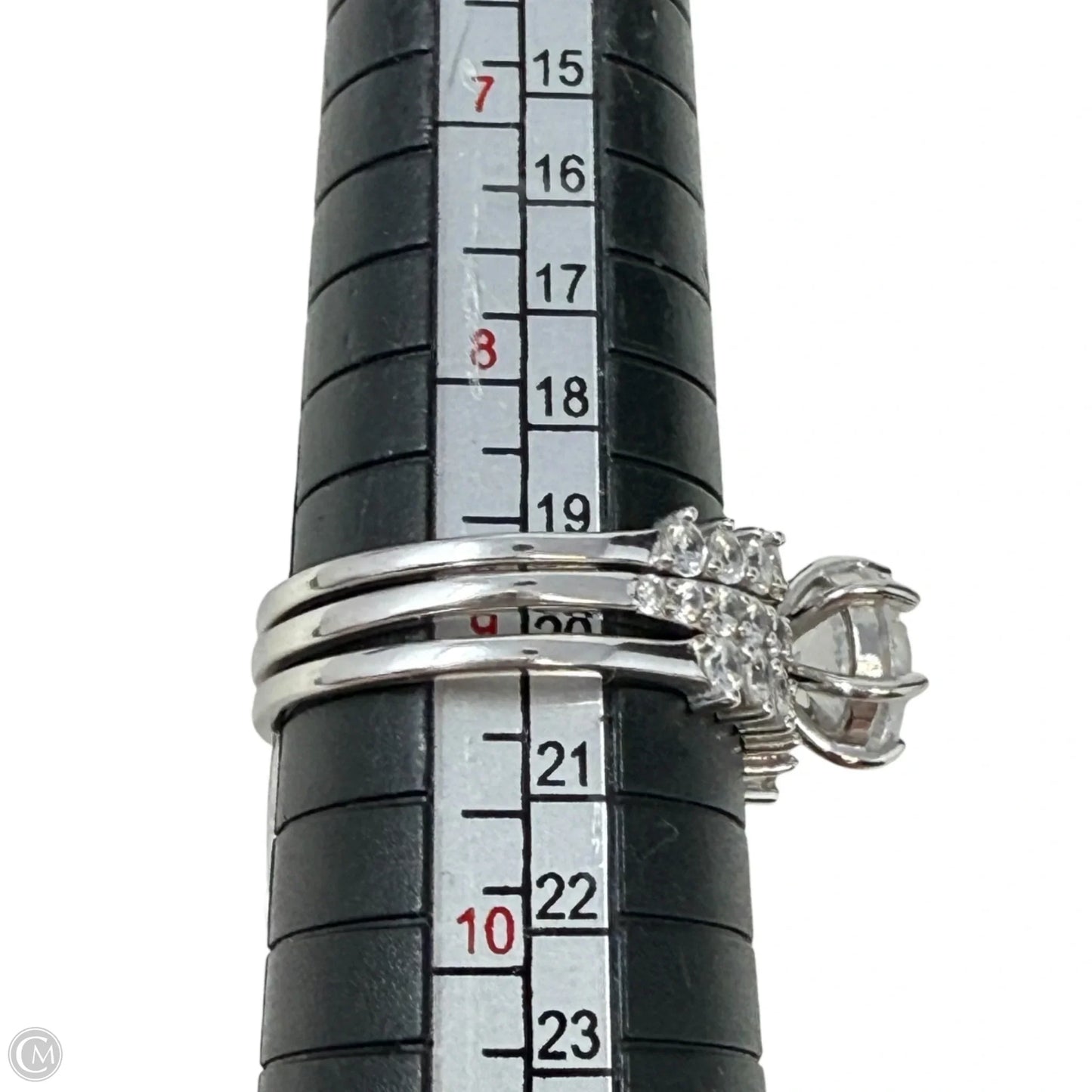 Sterling Silver & Clear Stone Engagement Bridal Ring Set, Size: 03 Piece Set