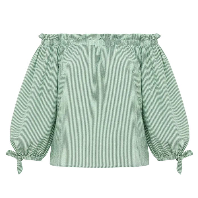 Jamielynn Off The Shoulder Top Designer By Lilly Pulitzer In Spearmint Harbor Stripe, Size: M