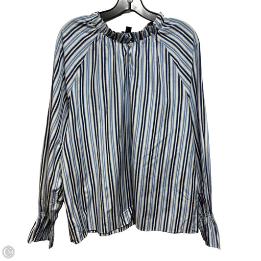 Keyhole Top Long Sleeve By Ann Taylor In Striped Pattern, Size: L